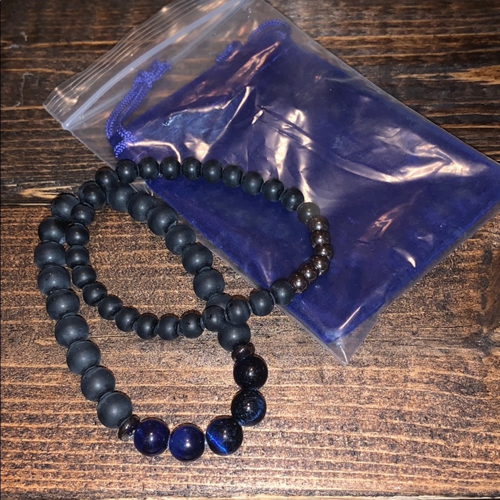 2pc Sevenstone Black Mantra Bracelets